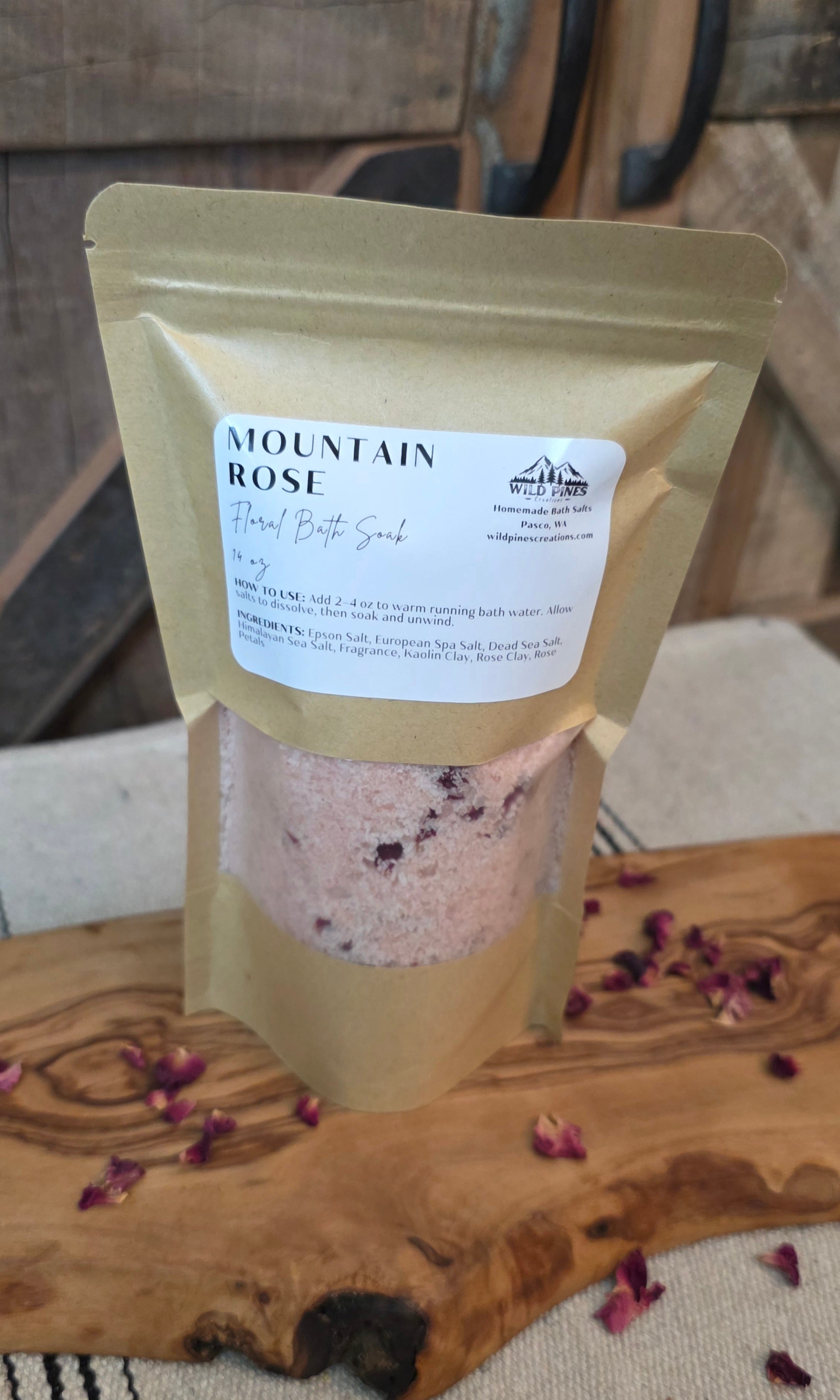 Mountain Rose Bath Salts - 14 oz